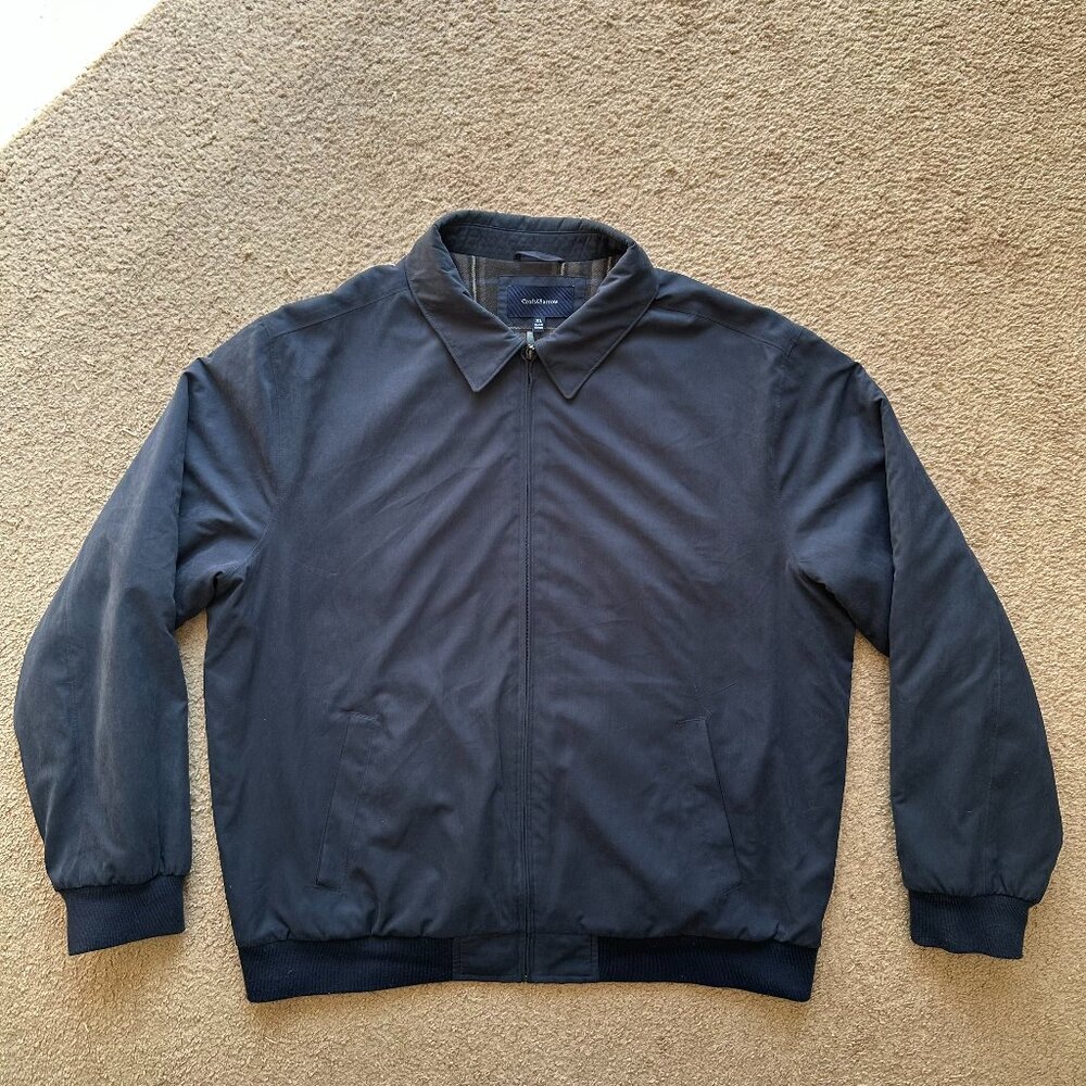 Croft & Barrow Jacket Mens XL Full Zip Herrington Point Collar Navy Blue Pockets